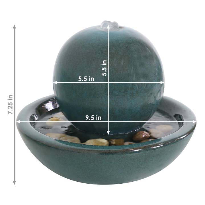Sunnydaze Decor - Wholesale Decorative Tabletop Object - Ceramic Indoor Tabletop Water Fountain with Orb - Teal7