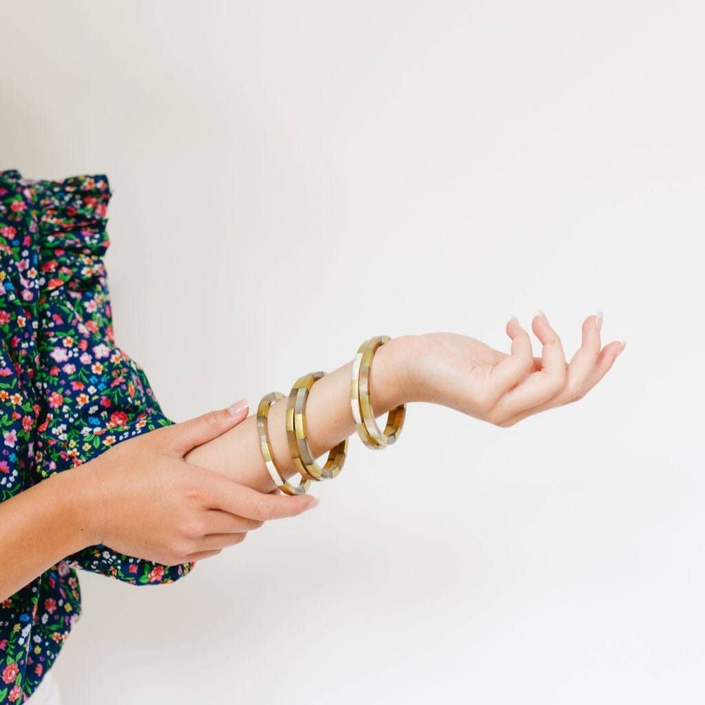 Sunshine Tienda - Wholesale Jewelry Set - Gold Tile Bangle Set2