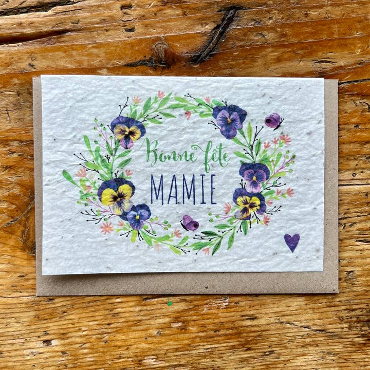 Cartão de plantação “Mamie Pensées” por atacado de Les cartes de Lulu