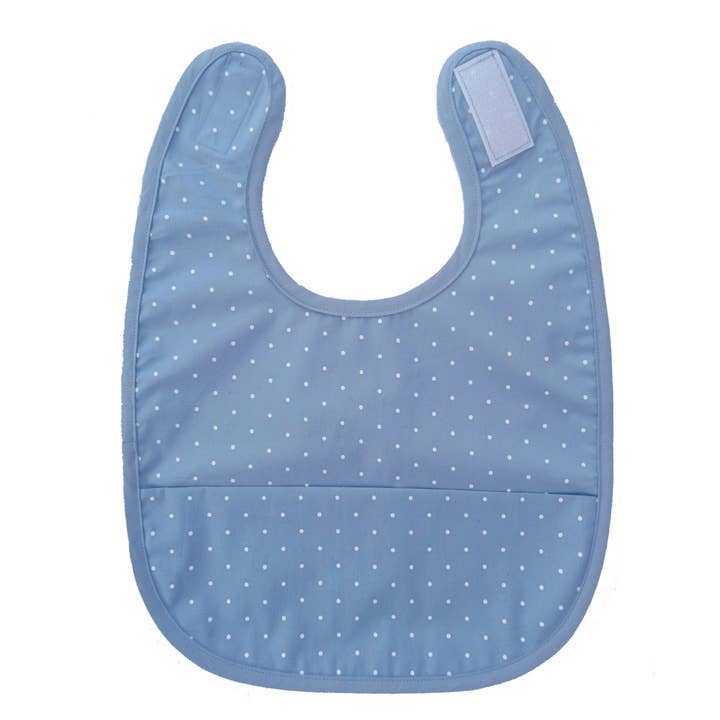 Organic Baby Bib Dusty Blue Dotty for wholesale by Summerville organic