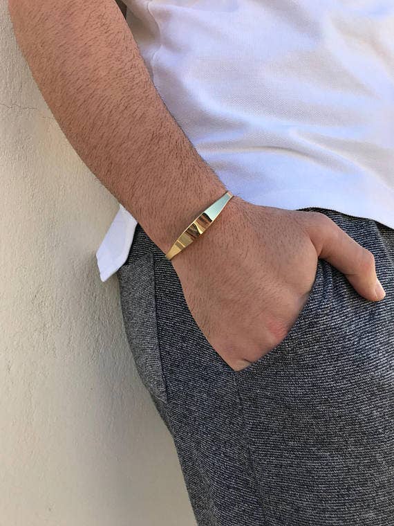 Christina Christi - Vente Bracelet manchette - Bracelet jonc homme doré ajustable6