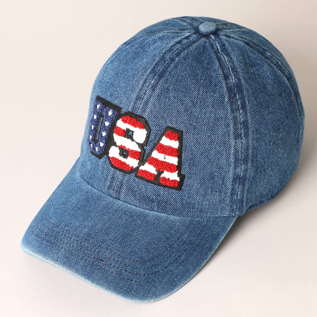 Fashion City - Wholesale Baseball Cap - Unisex - US Themed USA Letter Chenille Patch Baseball Cap7