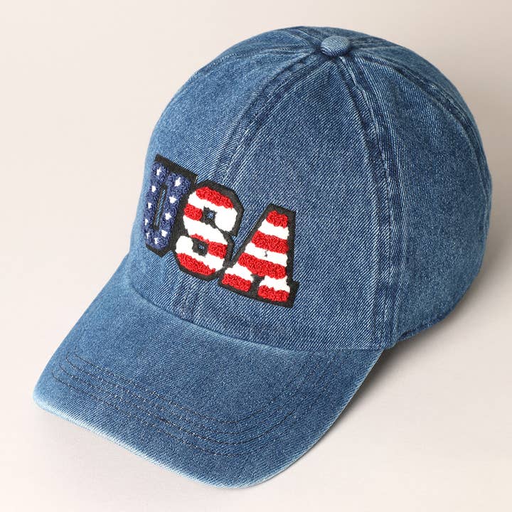 Fashion City - Wholesale Baseball Cap - Unisex - US Themed USA Letter Chenille Patch Baseball Cap7