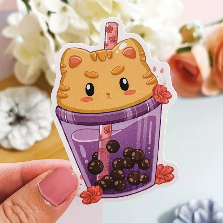 Taro Boba Vinyl Sticker for wholesale by Kofuku Art Studio