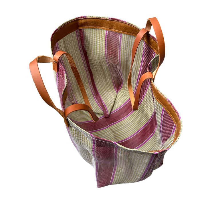 Spencer Devine - Wholesale Tote Bag - Women's - Large Recycled Plastic Market Tote Bag in Red and Pink1