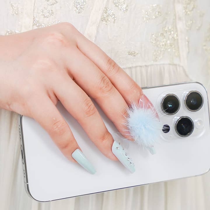 Glasur Glitter Fransk Tip Tryk på negle Lang kiste Rhinestone Design for engroshandel hos vibeficant