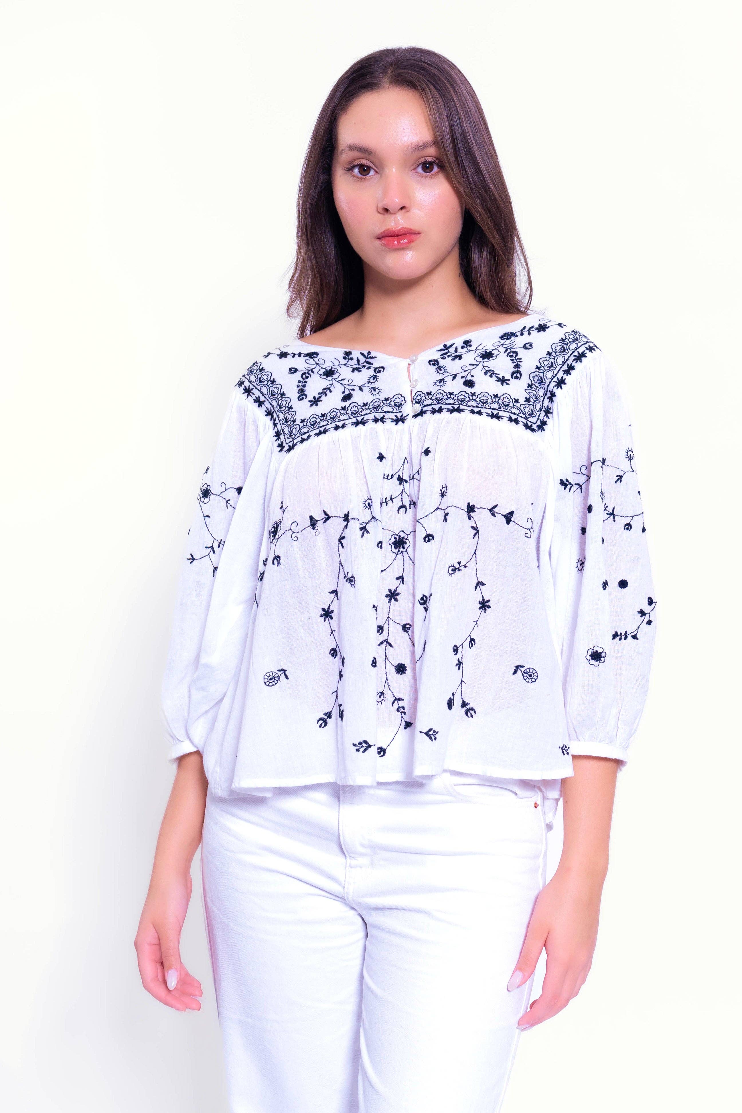 blanc Top blanc en coton G-23 802 en vente sur Faire0
