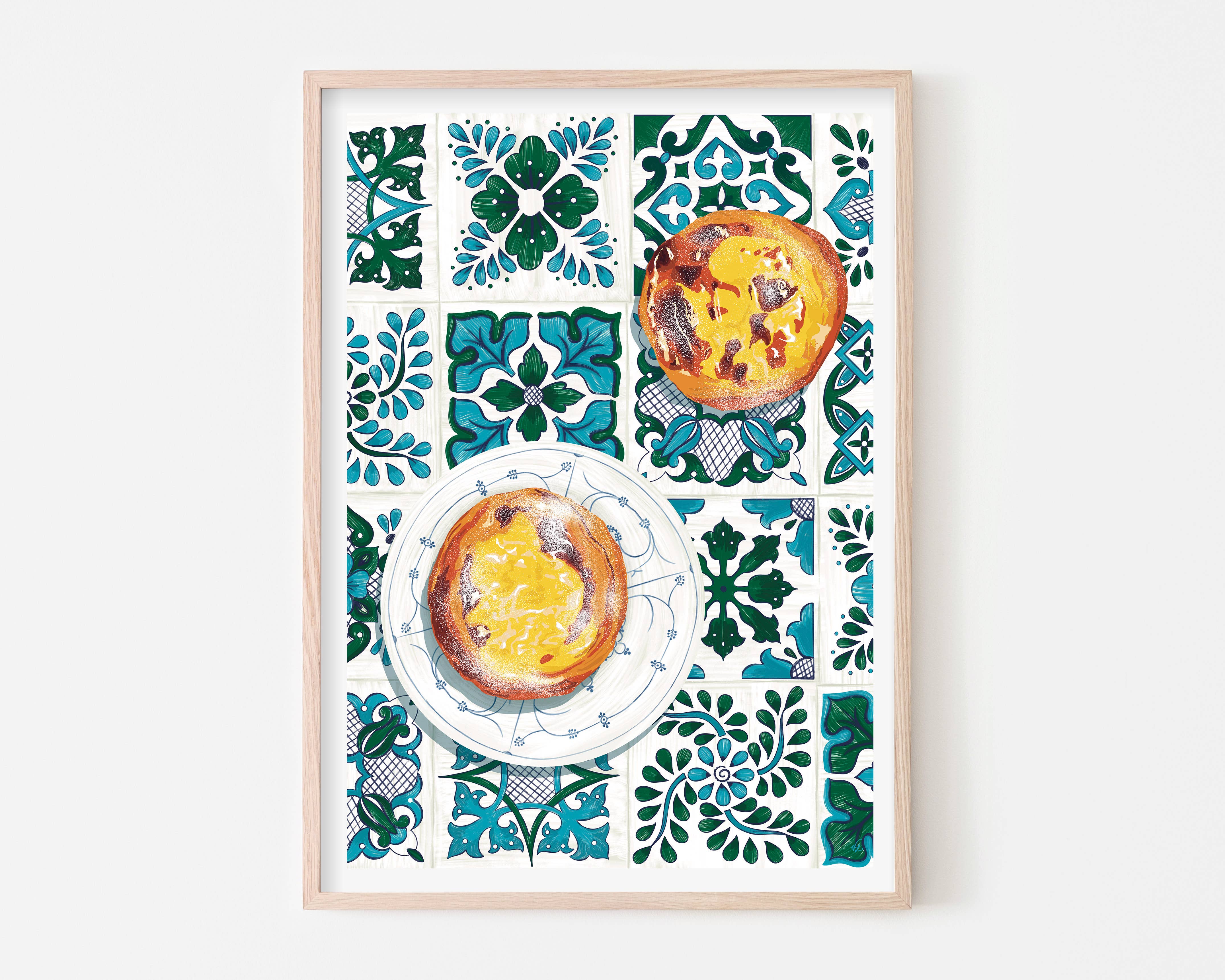 Vero Illustrates Art Prints and Greeting Cards - Wholesale Art Print - Pastel De Nata Art Print | Bright Food Kitchen Poster0