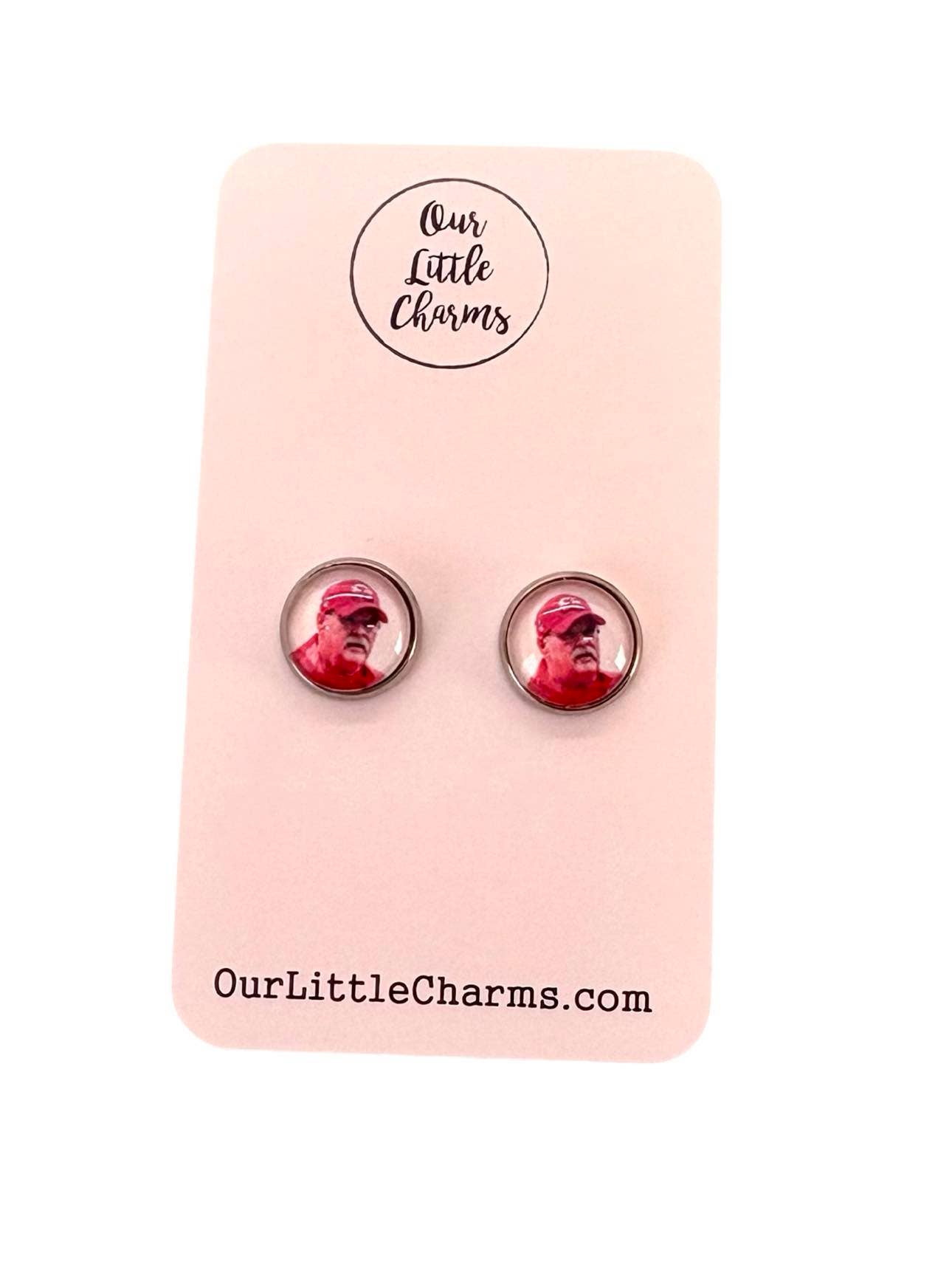 Our Little Charms - Wholesale Stud/Post Earrings - Kansas City Chiefs Andy Reid Football Stud Earrings