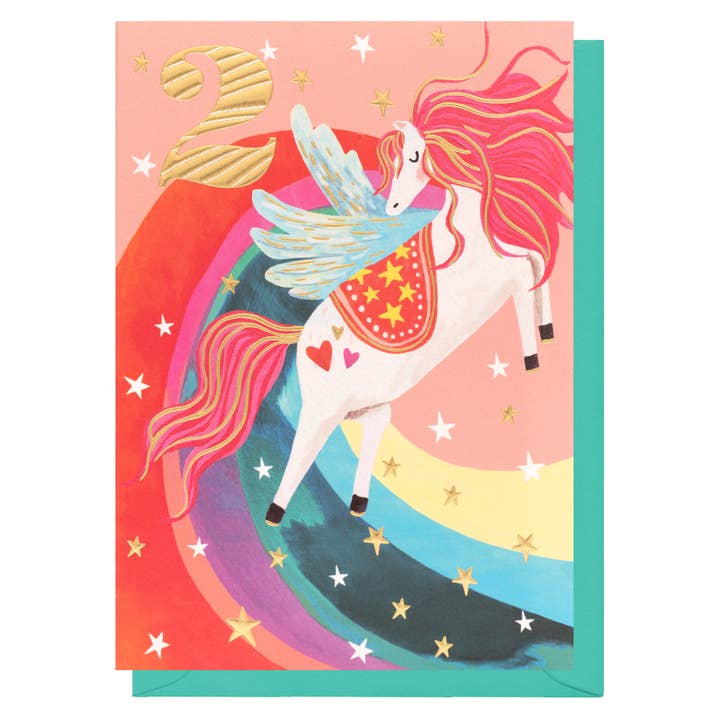 Age 2 Unicorn Birthday Card | Milestone Age | Kids Cards for wholesale by Louise Tiler