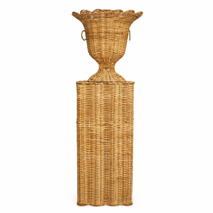 Vierkante gesneden rotan urn en sokkel (3 opties) voor wholesale door The Enchanted Home