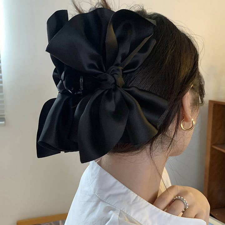 Large Satin Bow Hair Claw - Chic Short Hair Clip_CWAHA4018 for wholesale by ACCITY