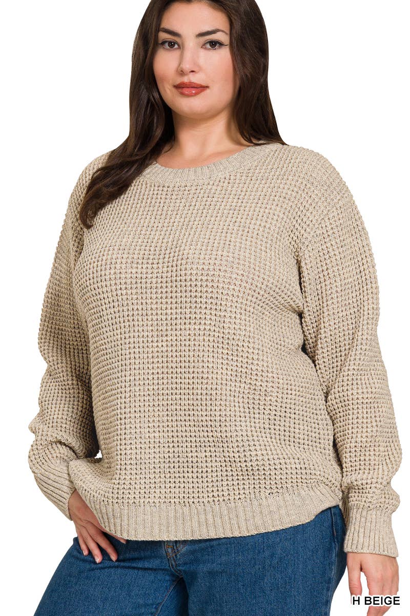 42POPS - Wholesale Knit Sweater - Women's - ",,,,...Plus size Basic Waffle Sweater27