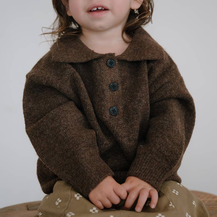 Long Sleeve Polo - Cocoa for wholesale by Rivi & Kin