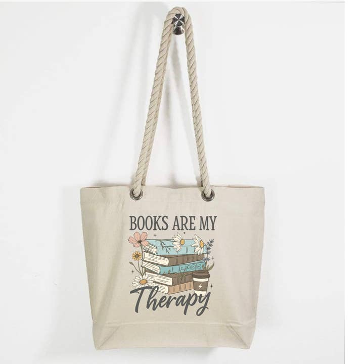 Books Are My Therapy Tote Bag for wholesale by A Little Something Gift Shop