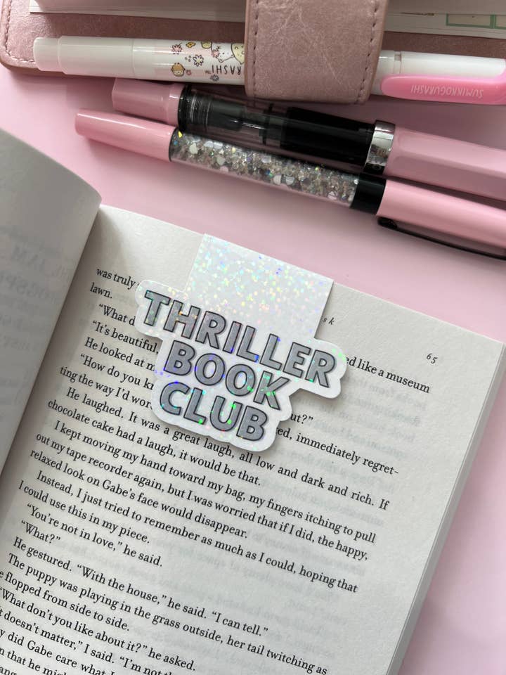 Neutral Thriller Book Club Magnetic Bookmark for wholesale by Sparkly Paper Co