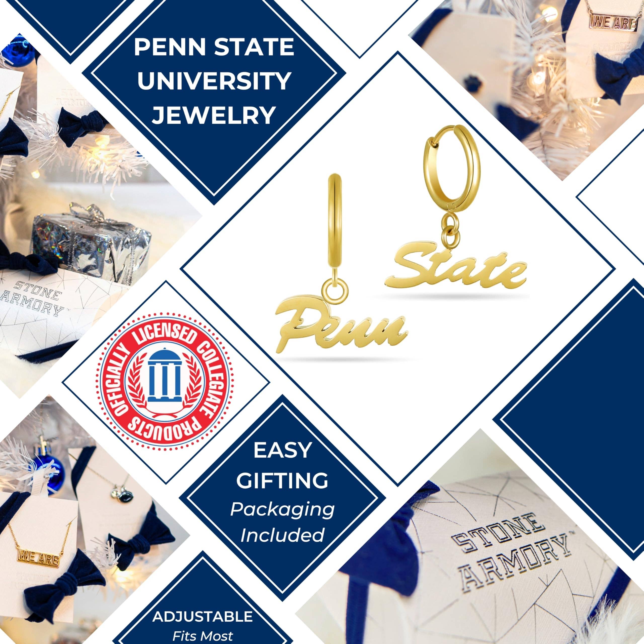 Stone Armory - Wholesale Huggie Earrings - Penn State Script Huggie Hoops3