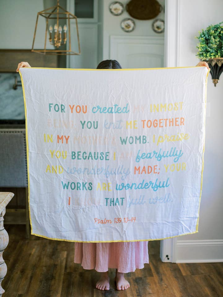 Tiny Theologians – Großhandel Bettdecke – Kind & Baby – Psalm 139 Musselin-Babydecke4