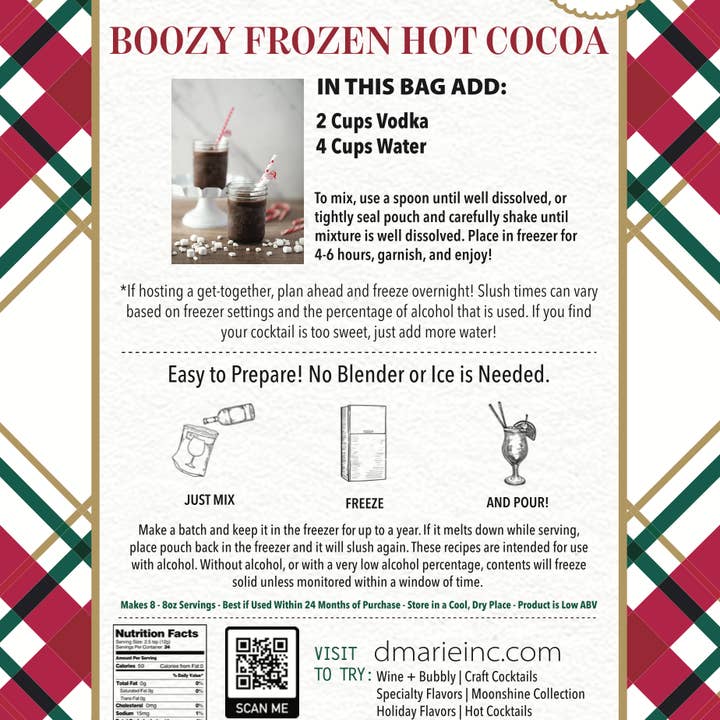 d'marie inc. – wholesale Hot cocoa mix/kit – Boozy Frozen Hot Cocoa2
