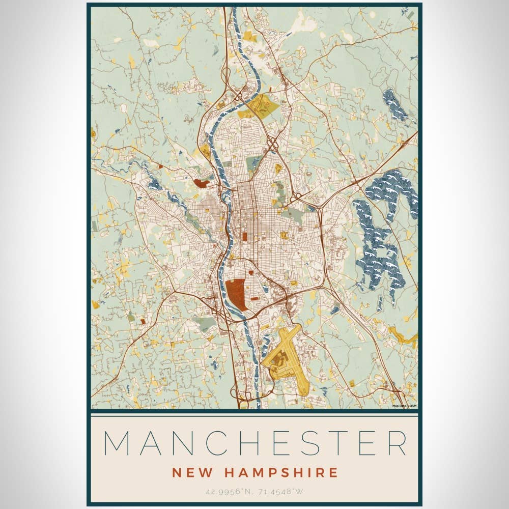 JACE.design - Wholesale Art Print - Manchester NH Map Print Woodblock2