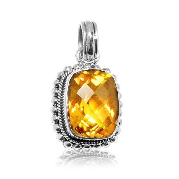 AP-6062-CT Sterling Silver Pendant With Citrine Quartz – Bali Handcrafted Jewelry for wholesale by Bali Designs