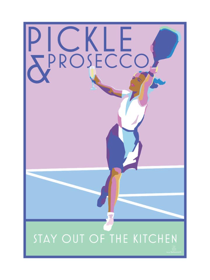 Pickle & Prosecco A4 Print for wholesale by BeckyBettesworth