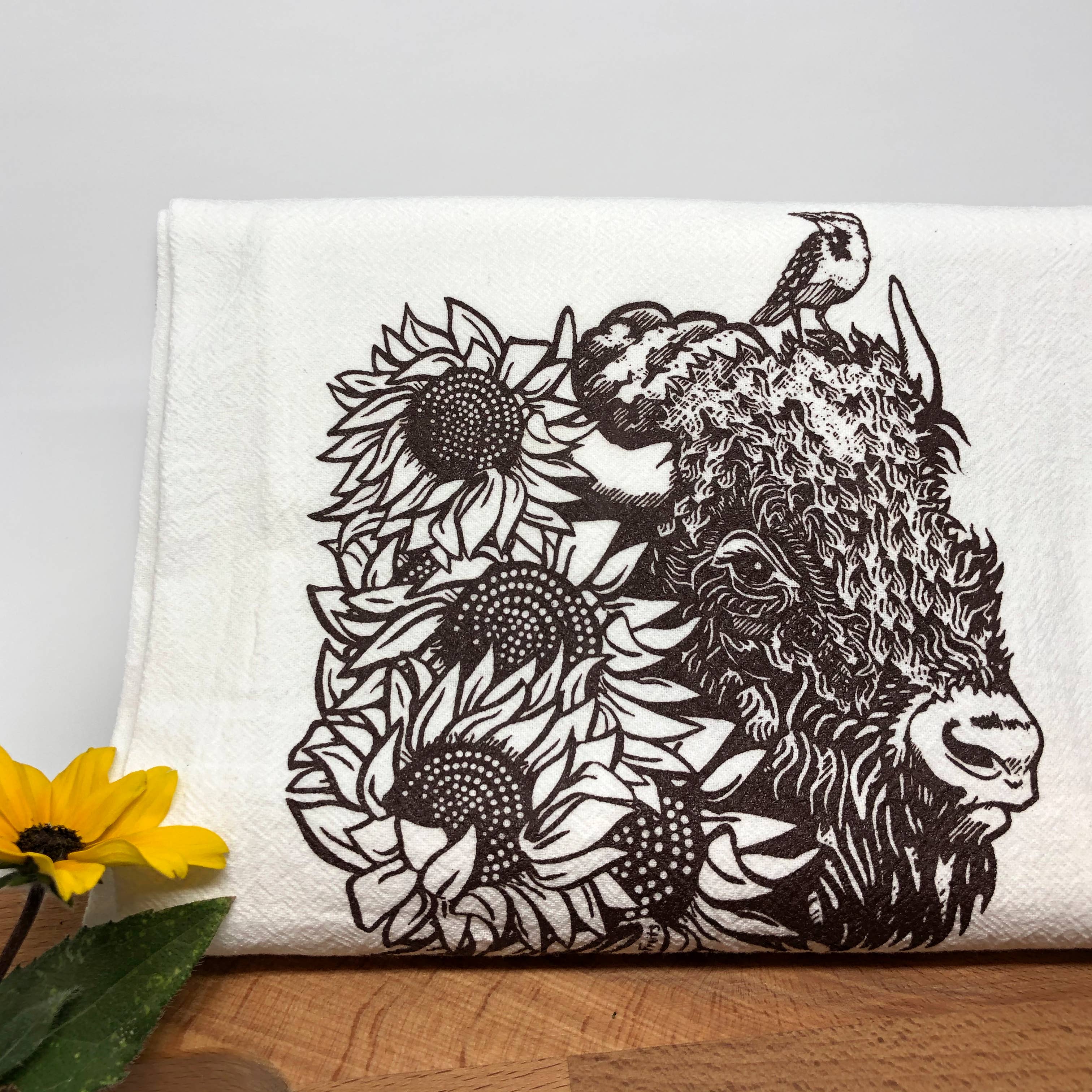 Two Little Fruits - Wholesale Tea Towel - Bison Tea Towels - Rustic Cotton - Brown2