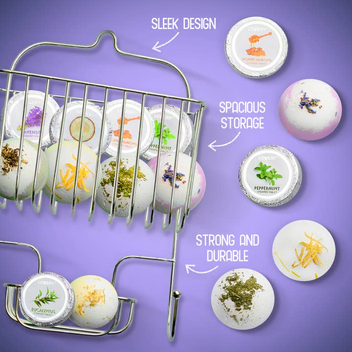 Lovery – wholesale Shower steamer/bomb – Essential Oil Shower Steamer & Bath Bomb Set in Shower Caddy
