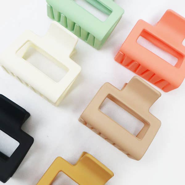 MIX COLOR Small Matt Cut Out Rectangle Hair Claw for wholesale on Faire2