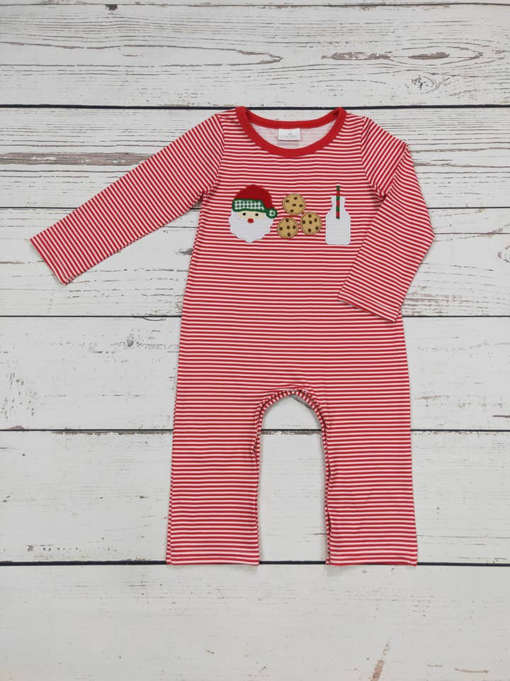 sassy kids palace - Wholesale Jumpsuit - Baby - Santa's Milk & Cookies Appliqué Boy Romper