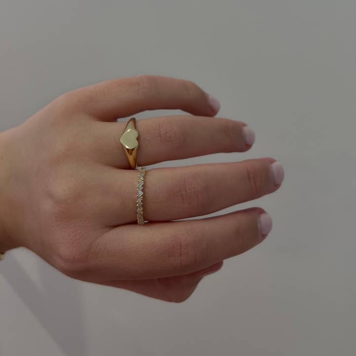 14k Gold Heart Signet Ring for wholesale by LE Fine Jewelry