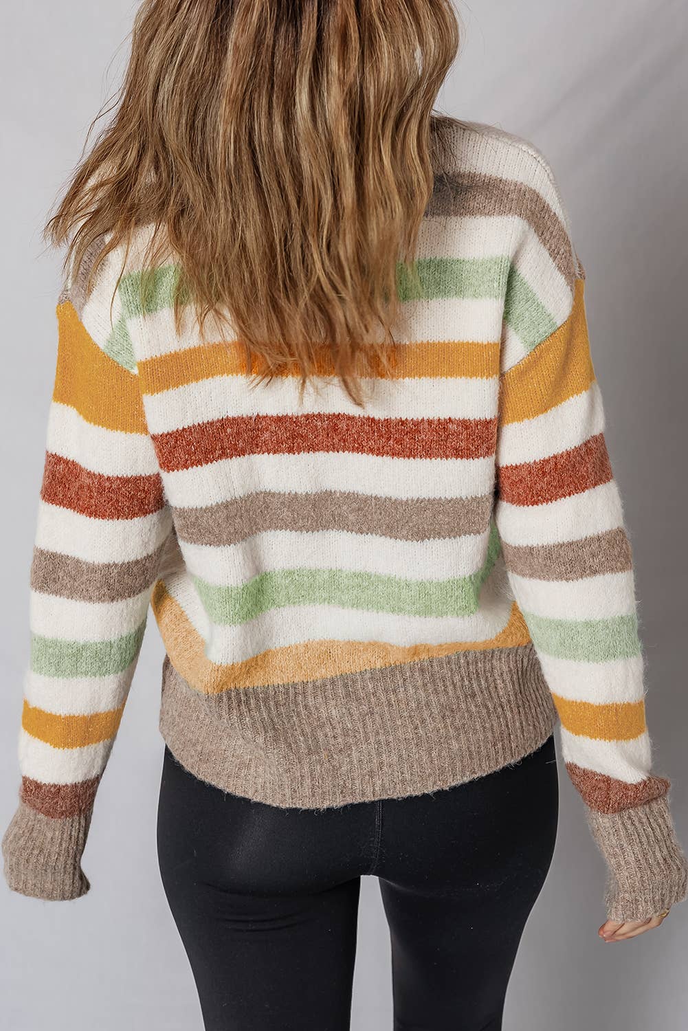 Multi Colored  LDC Stripe Crew Neck Drop Shoulder Sweater | S-4X for wholesale on Faire3