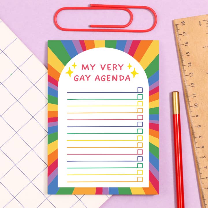 A6 Gay Agenda Notepad for wholesale by Fluffmallow (Custom duties for USA are pre-paid by us)