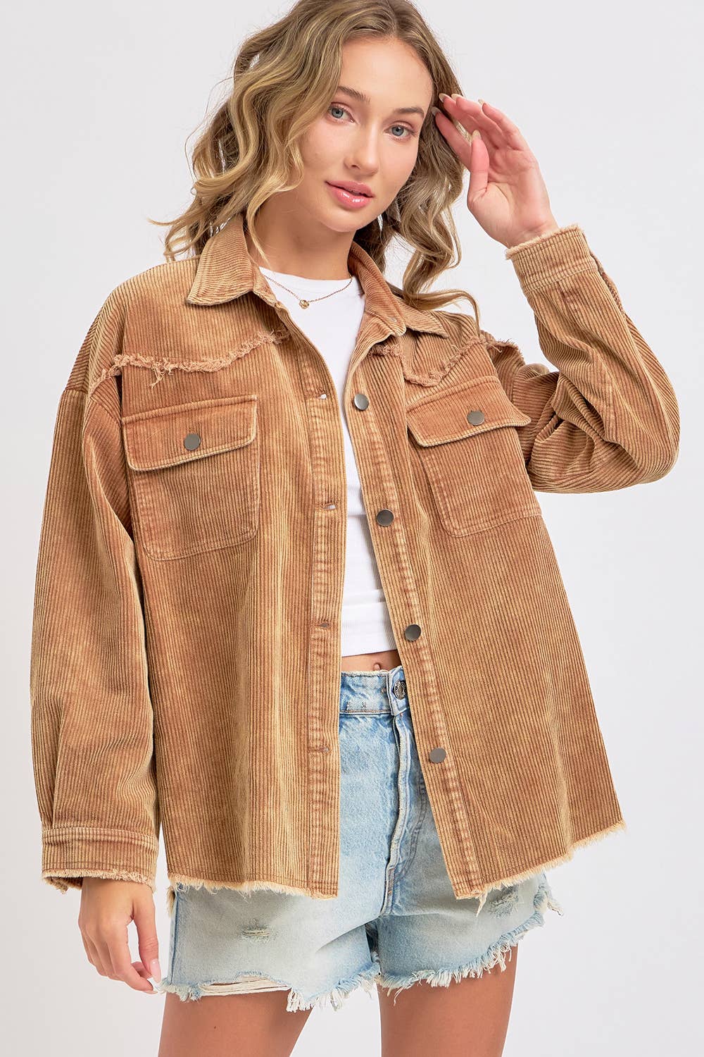 Sweet Lovely by Jen - Wholesale Shirt Jacket/Shacket - Women's -  CORDUROY SHACKET MINERAL WASHED COWBOY WESTERN COMBINED36