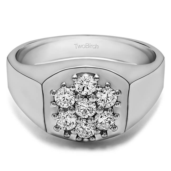 0.74 Ct. Cluster Men's Fashion Ring in 925 Silver for wholesale by TwoBirch