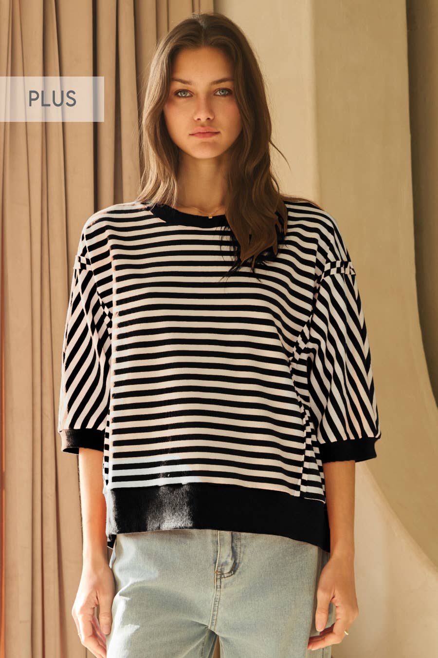 Oddi - Vente Haut en maille – femme - Top en tricot rayé0