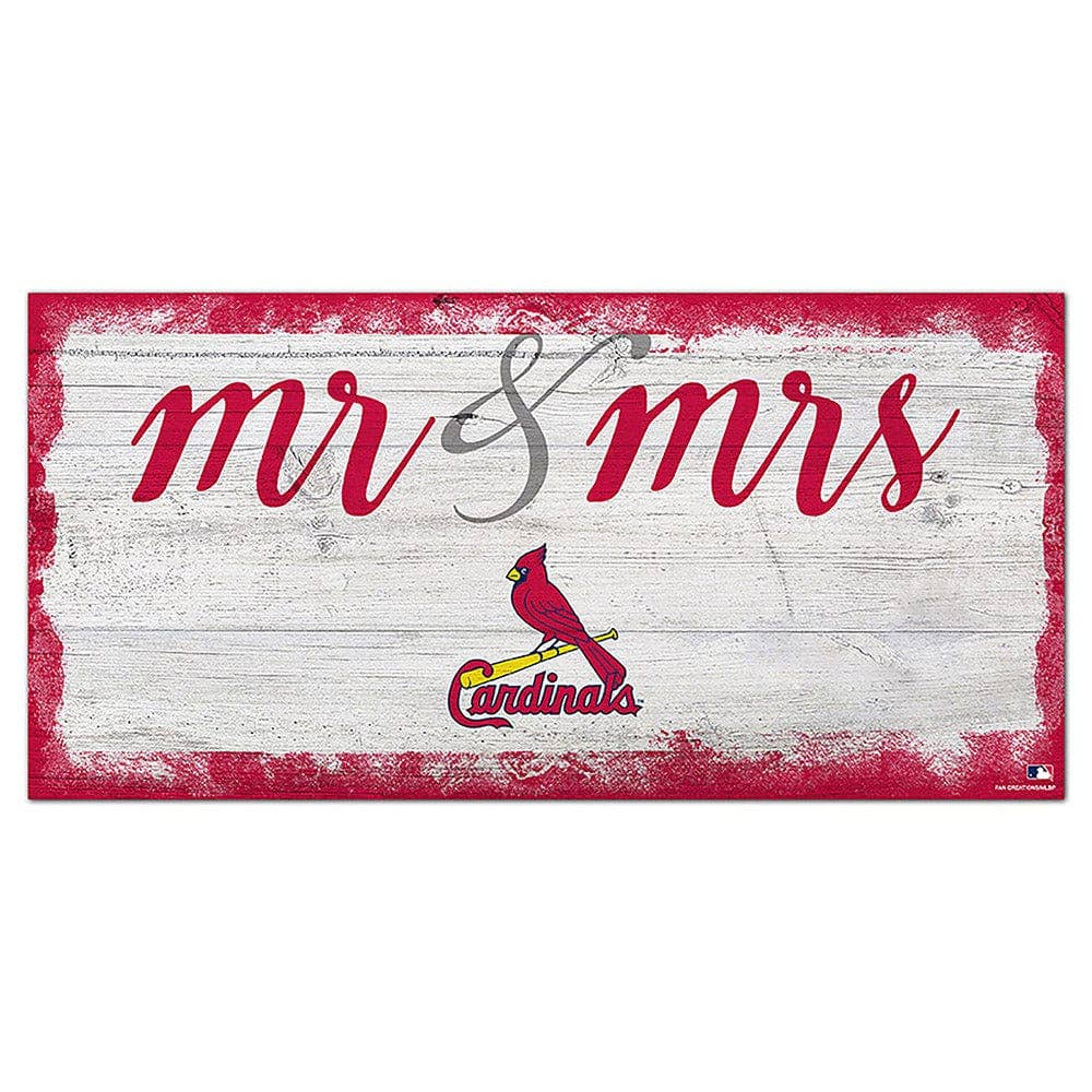 Fan Creations - Wholesale Wall Sign - St. Louis Cardinals Script Mr & Mrs 6x12 Sign0