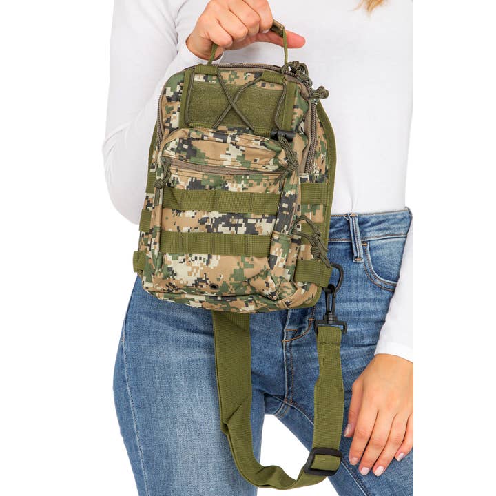 Cap Zone - Wholesale Crossbody Bag - Unisex - Digital Camo Tactical Heavy Duty Poly Sling Bag9