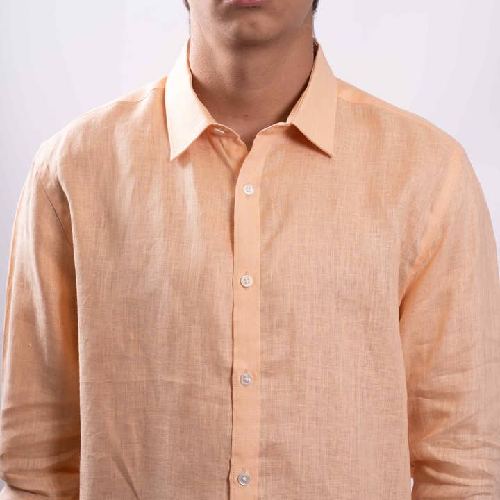 Langärmliges Hemd aus einfarbigem Leinen für den Großhandel von Stitch Note