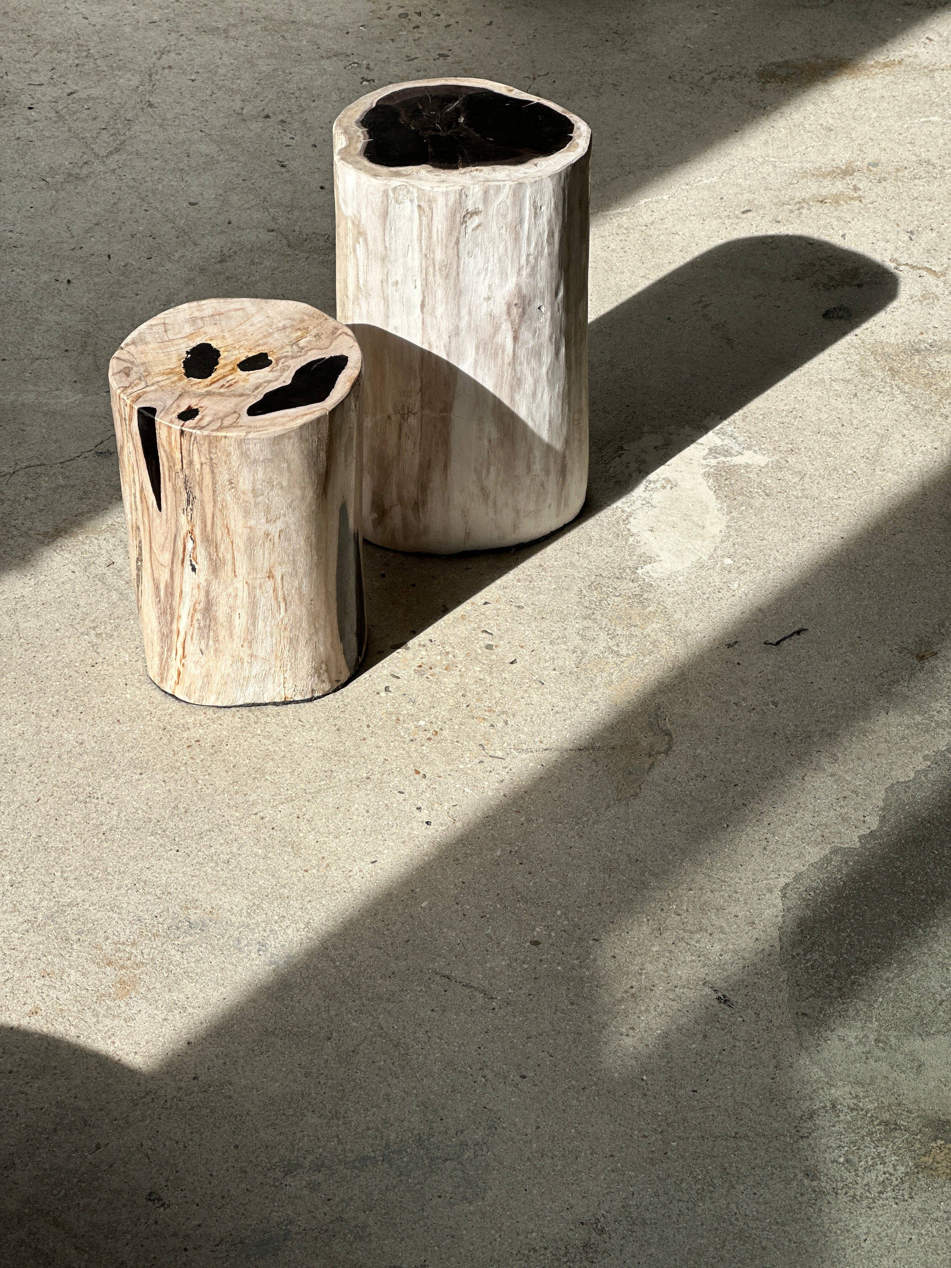 Office Objets - Wholesale Side Table - White petrified wood side table with black spots H:27.5 D:1870