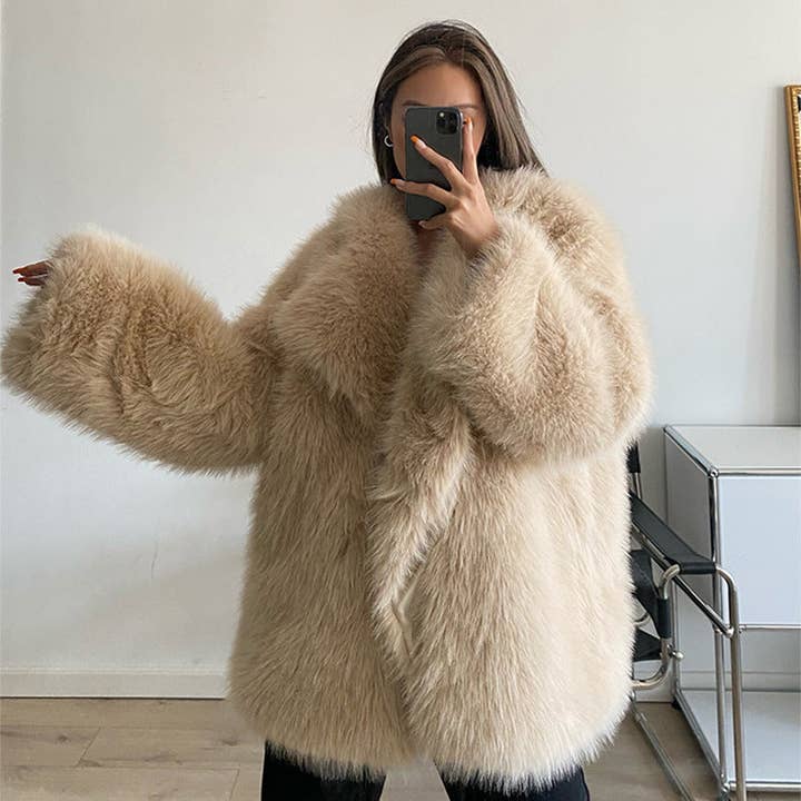 Marayn - Wholesale Fur/Faux Fur Coat - Women's - Chic Faux Fur Lapel Coat AutumnWinter Womens Style6