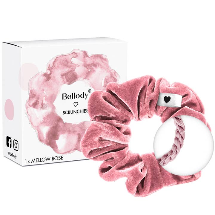 Velvet scrunchie pink - Bellody® (1 piece - mellow rose) for wholesale by Bellody GmbH