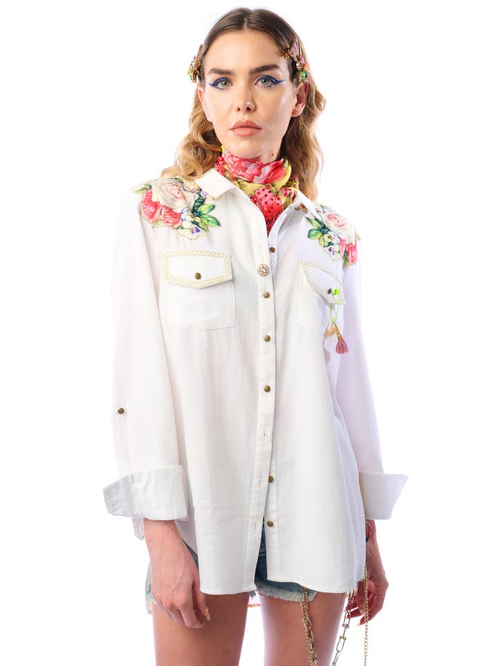 White Marcella Shirt for wholesale on Faire7