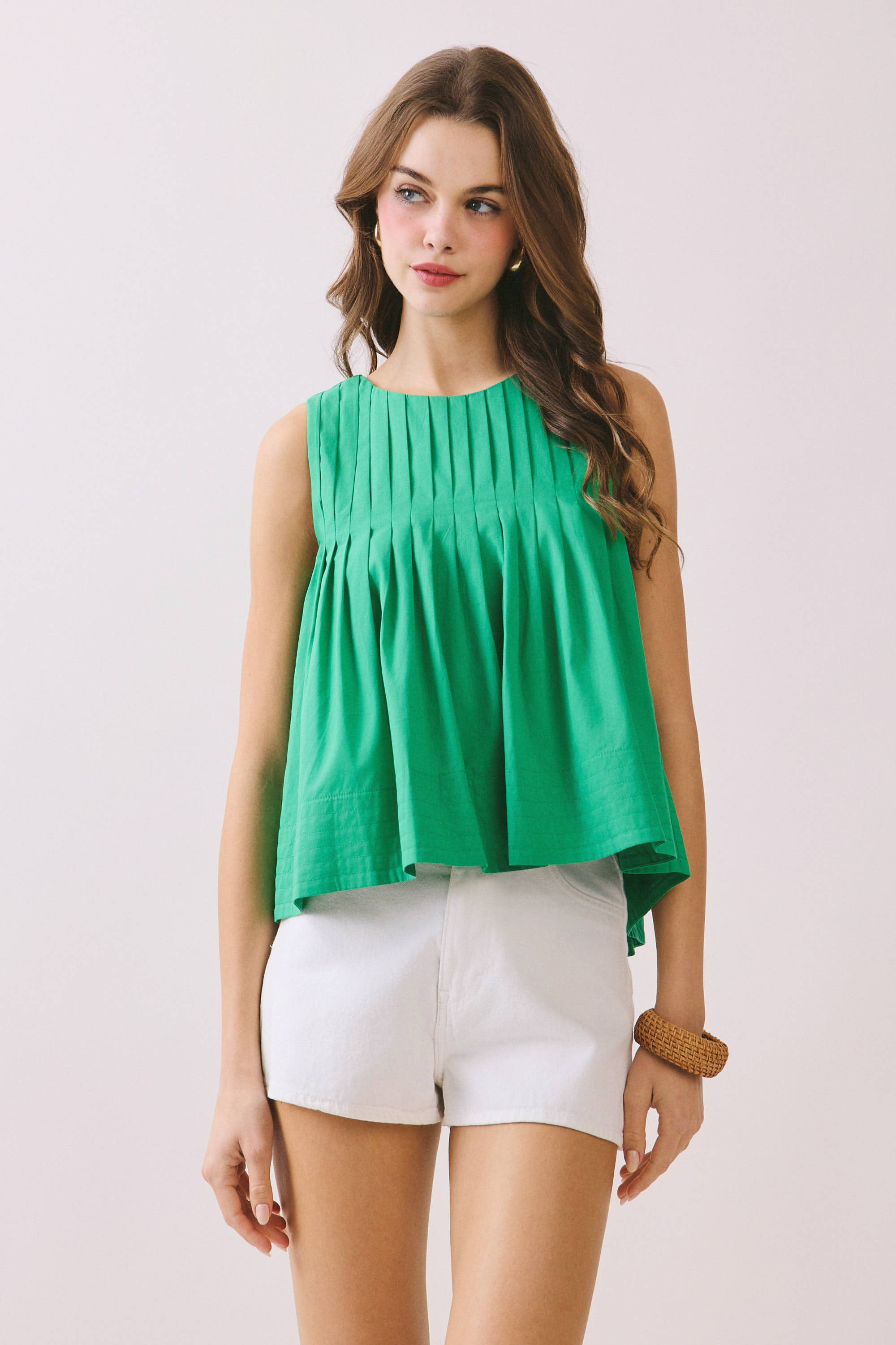 TCEC - Wholesale Blouse - Women's - CT9082-Pleated Detail High Low Sleeveless Top5
