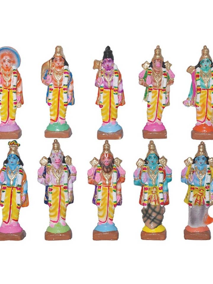 Dhasavatharam Set of 10 Pieces (8”) for wholesale by Ancientveda