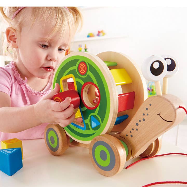 Hape Toys - Wholesale Toy Set - Kids - Walk-A-Long Snail - Pull-Along Toy with Shape Sorting2