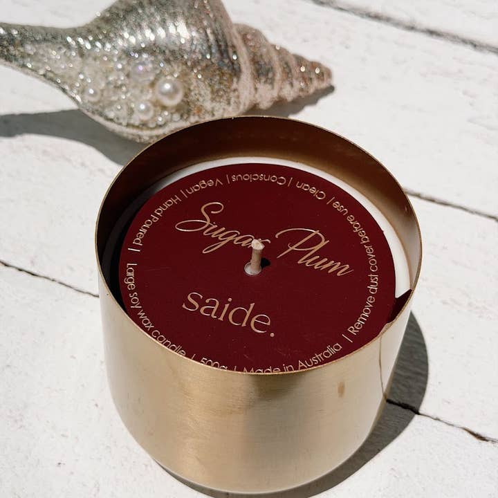 saide. - Wholesale Jar/filled candle - XL gold christmas soy candle | sugar plum2