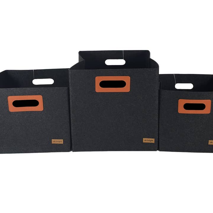 AH Bright – Großhandel Vorratsbehälter – 3-teiliges Würfel-Aufbewahrungsset — Stoff und Filz2