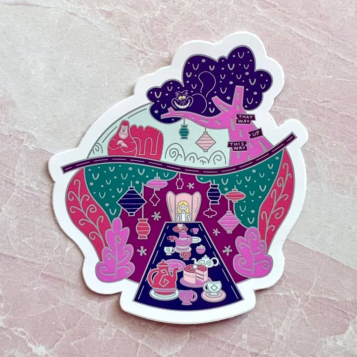 Alice in wonderland rides Sticker for wholesale by Charmed & Cozy