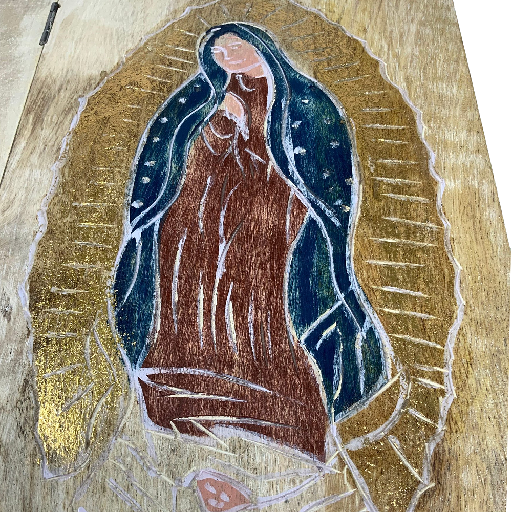 Wilco Home - Wholesale Decorative Box - Hand-Carved Virgin of Guadalupe Hinged Book Box-Dec 12th13